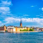 Beautiful panoramic view of Stockholm Old town Gamla Stan. Summer sunny day in Stockholm, Sweden